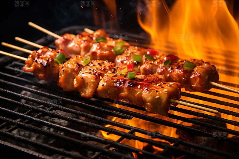 BBQ烧烤肉串火热摄影图