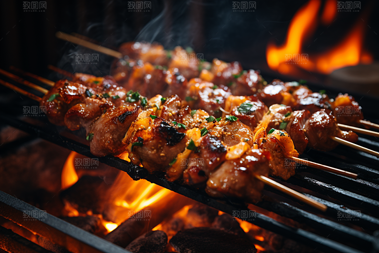BBQ烧烤肉类火热摄影图