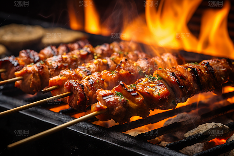 BBQ烧烤聚餐肉类摄影图