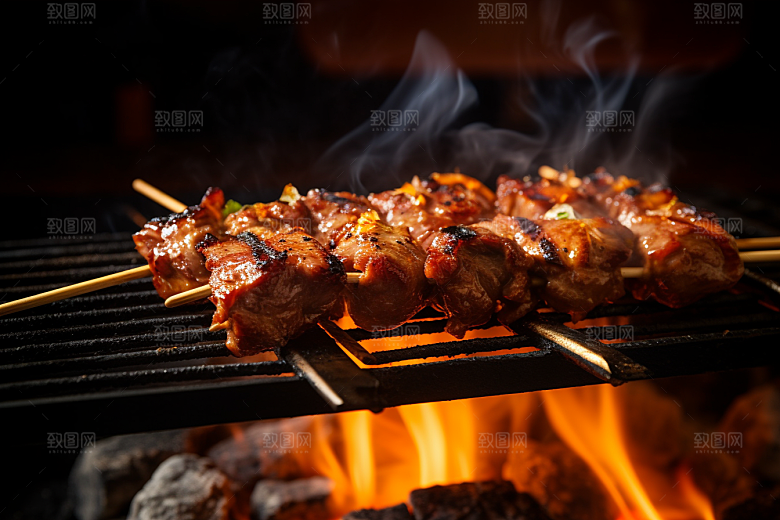 BBQ烧烤肉串高清摄影图