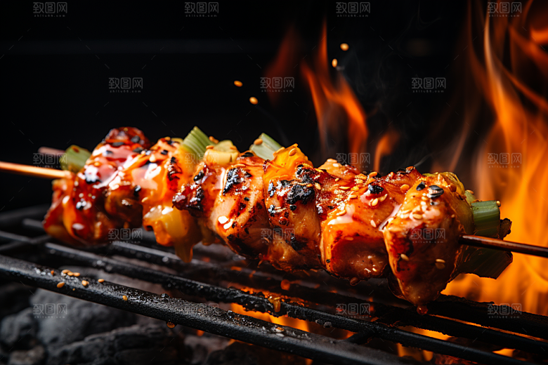 BBQ烧烤聚餐肉串摄影图