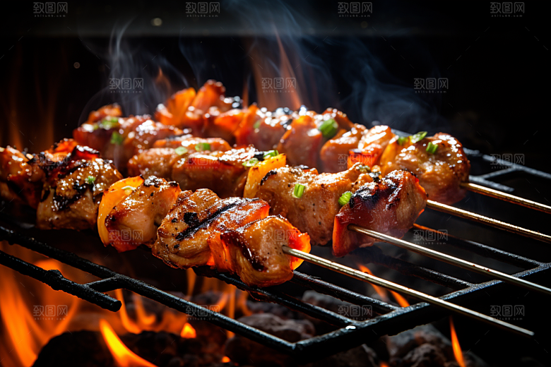 BBQ烧烤火辣美食摄影图