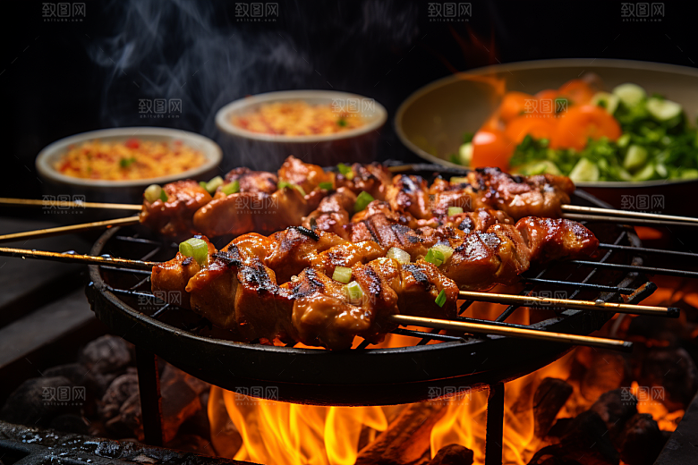 BBQ烧烤美味聚餐摄影图