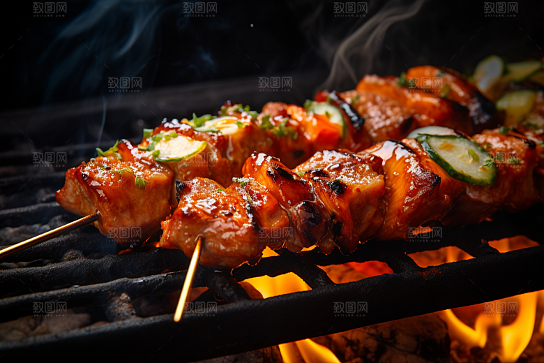 BBQ烧烤肉串肉类摄影图
