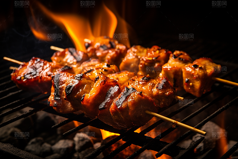 BBQ烧烤广告肉串摄影图