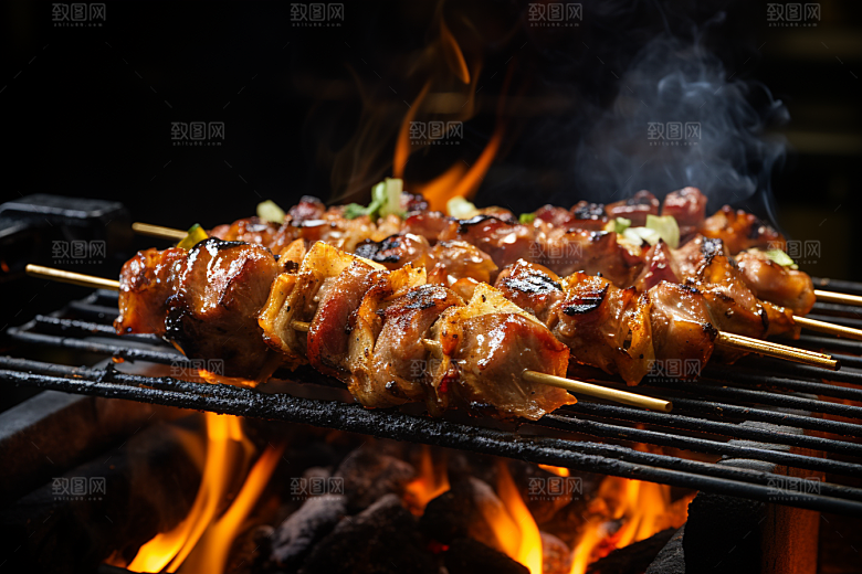 BBQ烧烤烤串美食摄影图