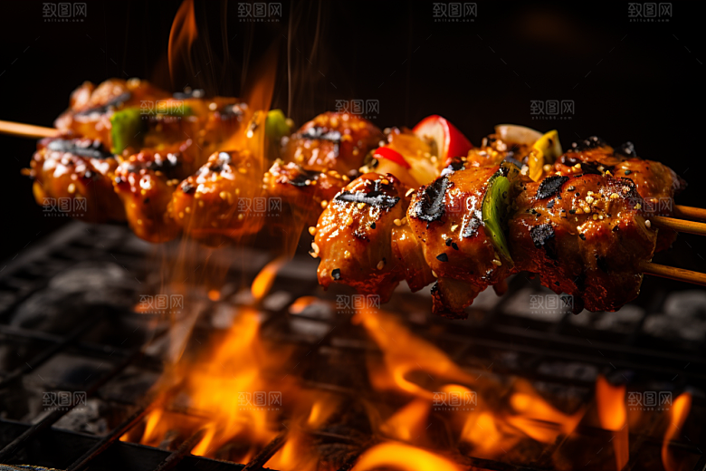 BBQ烧烤火辣美食摄影图