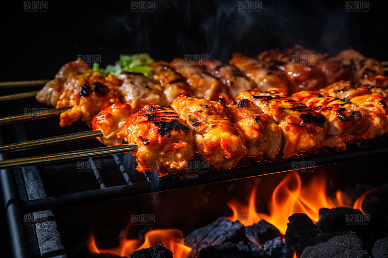 BBQ烧烤美食烤串摄影图