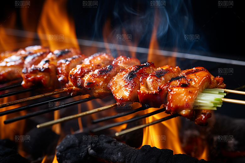 BBQ烧烤肉串火热摄影图