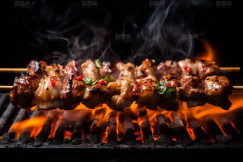 BBQ烧烤聚餐火辣摄影图