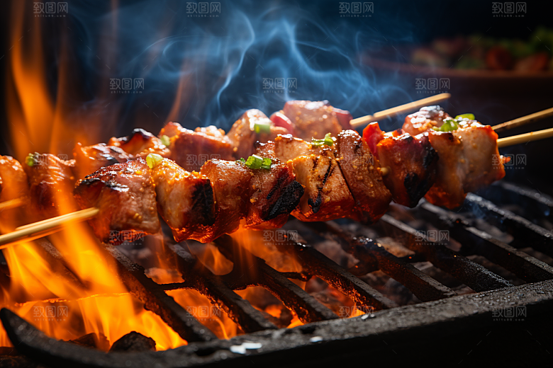 BBQ烧烤聚餐火热摄影图