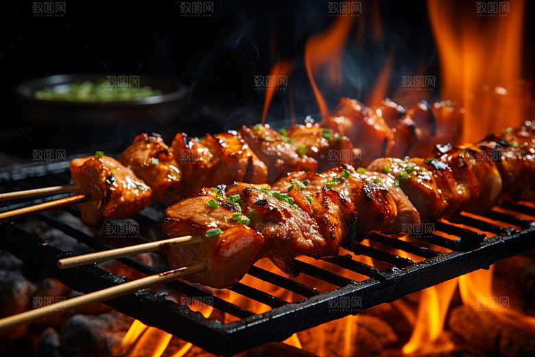 BBQ烧烤肉串聚会摄影图