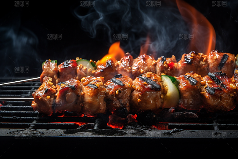 BBQ烧烤美食肉类摄影图