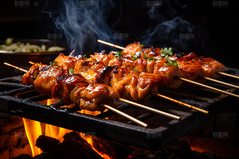 BBQ烧烤聚会美食摄影图
