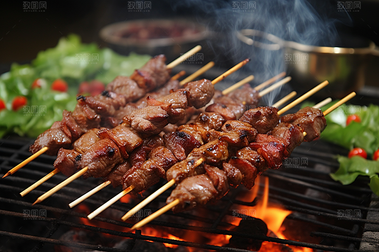 BBQ烧烤高清肉串摄影图