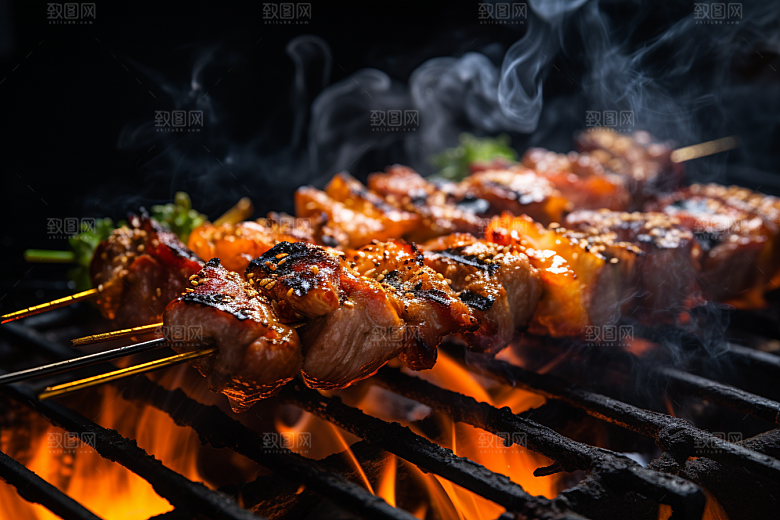 BBQ烧烤美味烤串摄影图