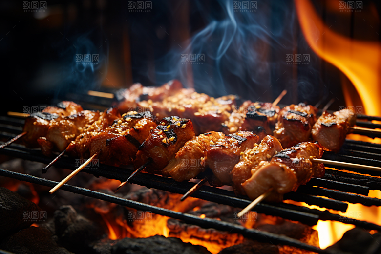 BBQ烧烤烤串肉类摄影图