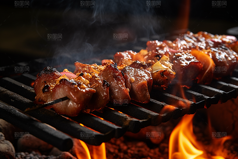 BBQ烧烤聚会烤串摄影图