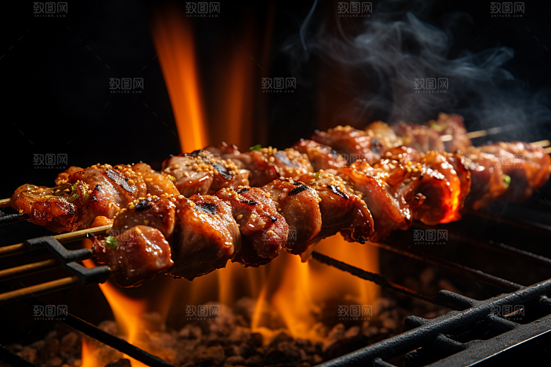 BBQ烧烤肉类烤串摄影图