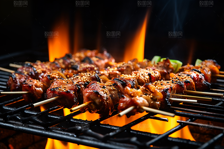 BBQ烧烤美味肉串摄影图