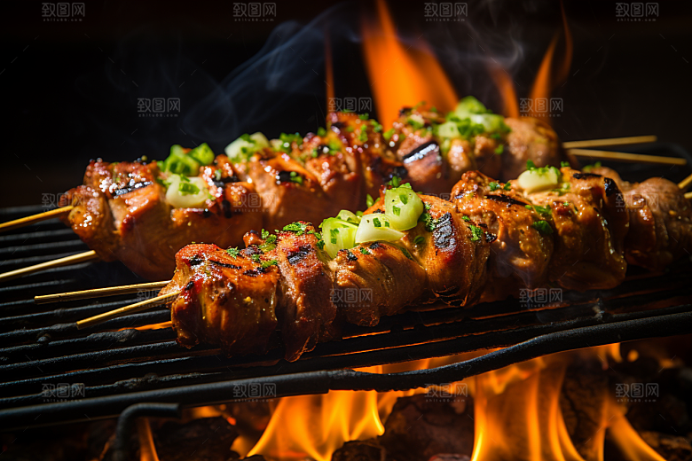 BBQ烧烤烤串肉类摄影图