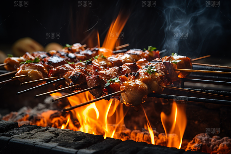 BBQ烧烤肉类聚餐摄影图