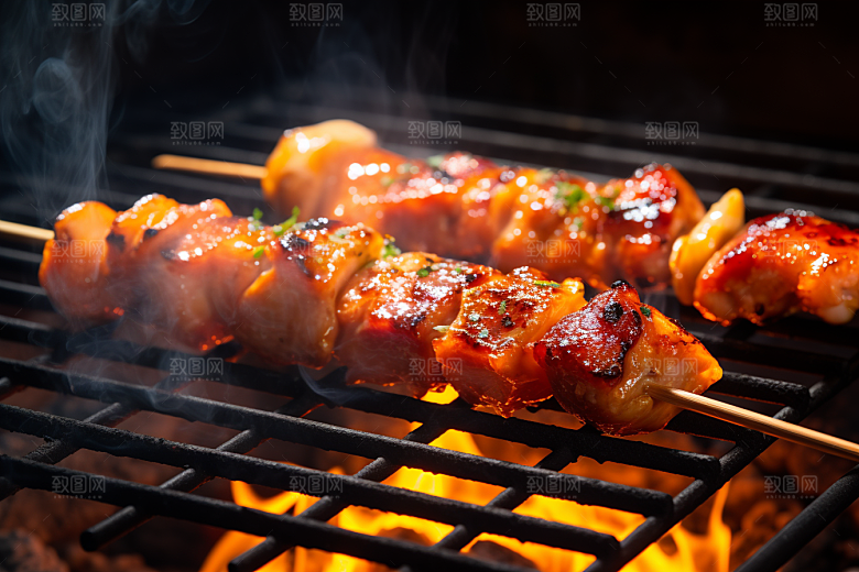BBQ烧烤美味肉串摄影图