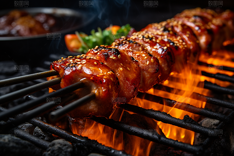BBQ烧烤烤串火热摄影图