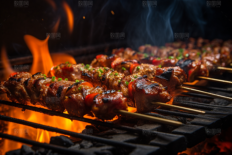 BBQ烧烤肉串肉类摄影图