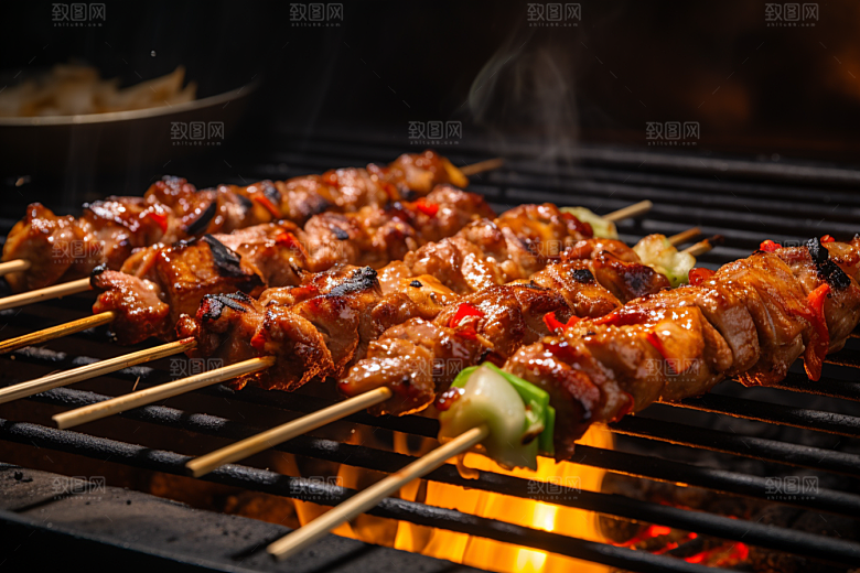 BBQ烧烤肉串烤串摄影图