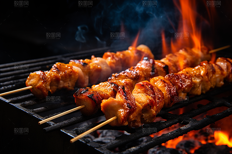 BBQ烧烤肉食聚餐摄影图