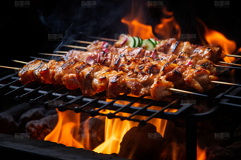 BBQ烧烤烤串聚会摄影图