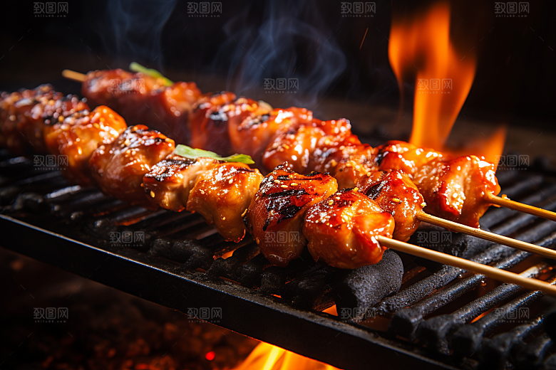 BBQ烧烤肉串肉食摄影图