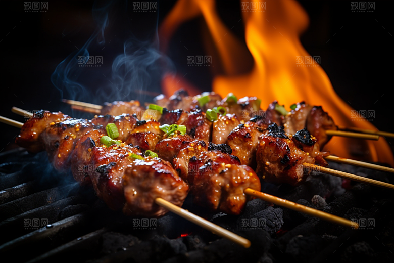 BBQ烧烤火热肉食摄影图
