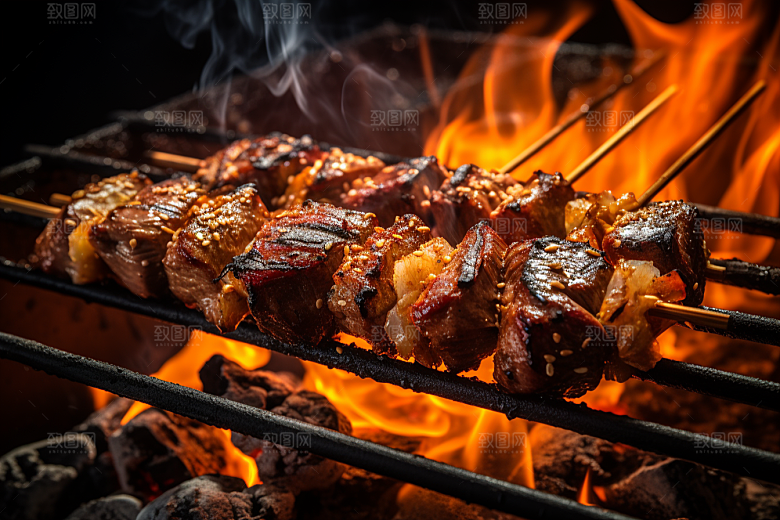 BBQ烧烤烤串火热摄影图