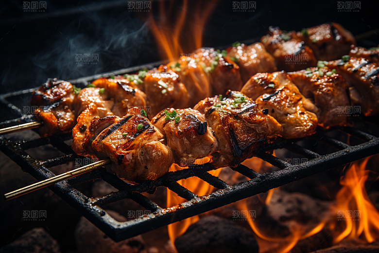 BBQ烧烤火热肉类摄影图