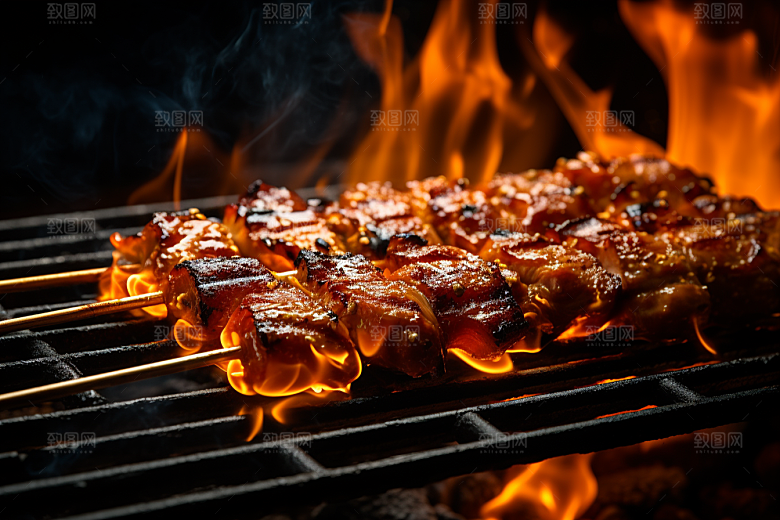 BBQ烧烤聚餐烤串摄影图