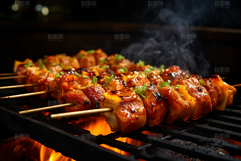 BBQ烧烤烤串美食摄影图