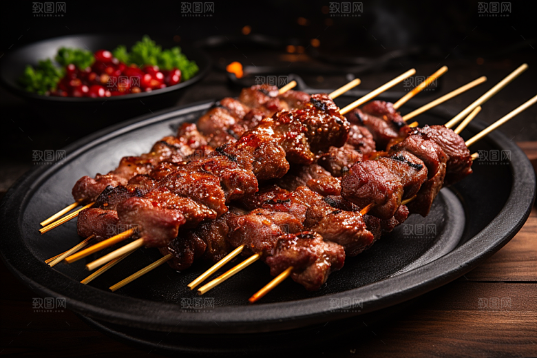 BBQ烧烤肉串火热摄影图