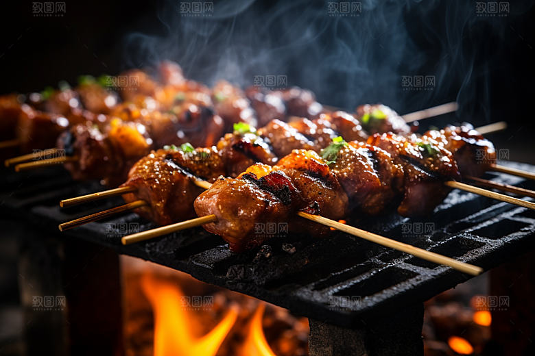 BBQ烧烤聚会烤串摄影图