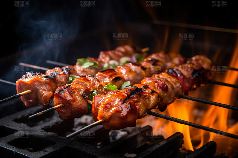 BBQ烧烤烤串肉食摄影图