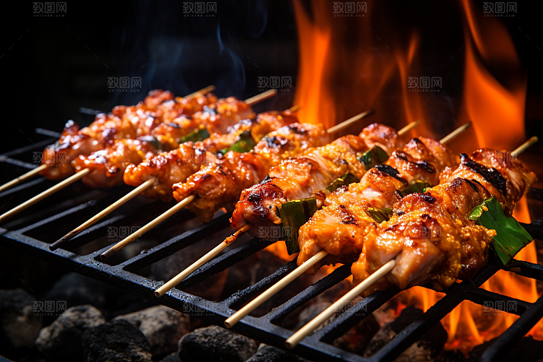 BBQ烧烤美食火辣摄影图