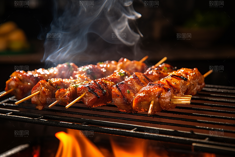 BBQ烧烤聚餐肉类摄影图