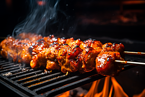 BBQ烧烤肉串烤串摄影图