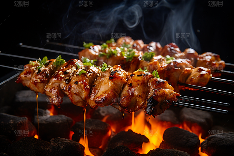 BBQ烧烤美食聚餐摄影图