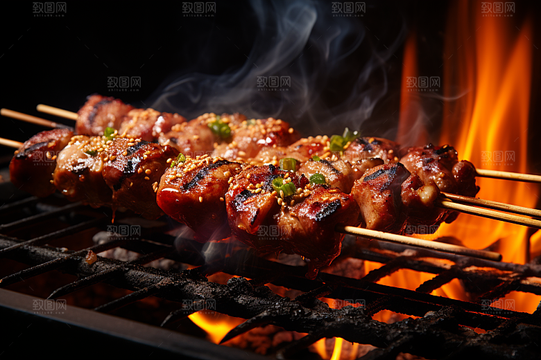 BBQ烧烤肉串美食摄影图