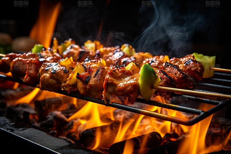 BBQ烧烤烤串肉食摄影图