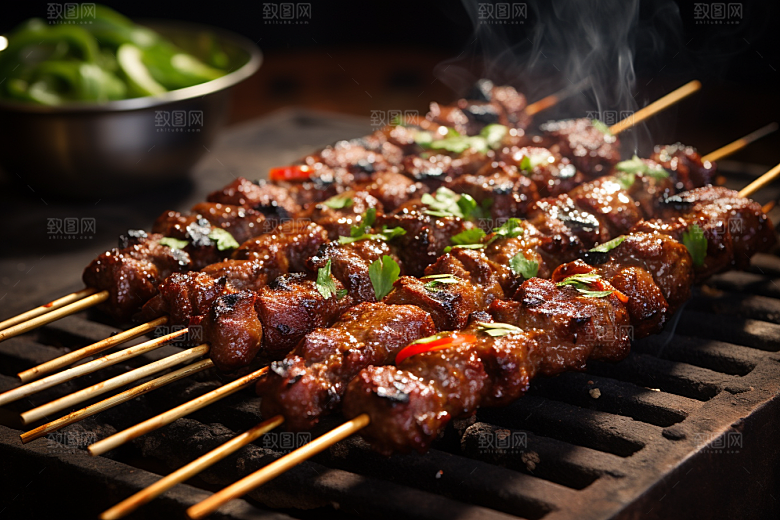 BBQ烧烤烤串美食摄影图