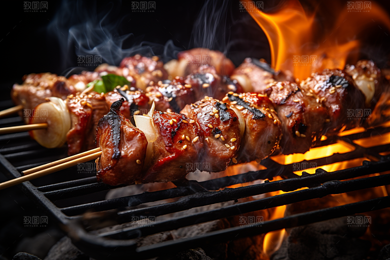 BBQ烧烤火热聚餐摄影图