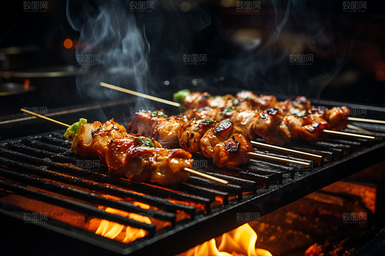 BBQ烧烤火热美食摄影图